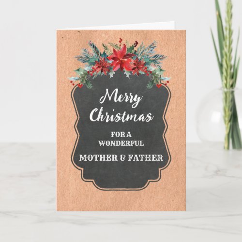 Rustic Mother and Father Merry Christmas Card