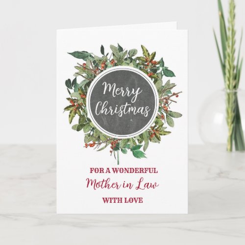 Rustic Mother in Law Classmate Merry Christmas Card