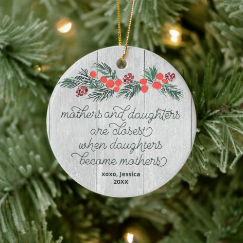 Rustic Mothers  Daughters Personalized Pregnancy Ceramic Ornament