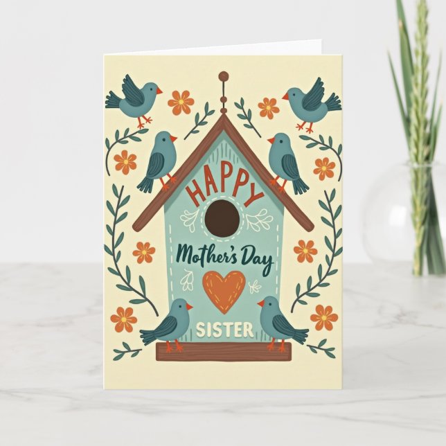 Rustic Mothers Day Bird Card (Front)
