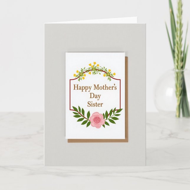 Rustic Mothers Day Sister Love Card (Front)