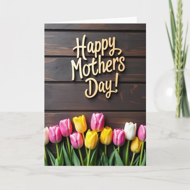 Rustic Mothers Day Wooden Card (Front)