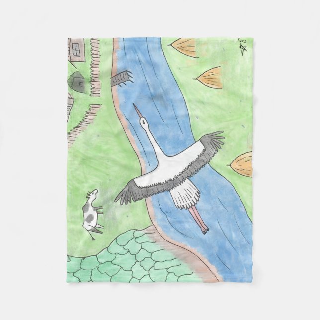 "Rustic motifs" Fleece Blanket (Front)