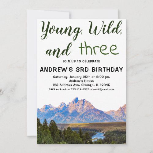 Rustic Mountain 3rd Birthday Invitation