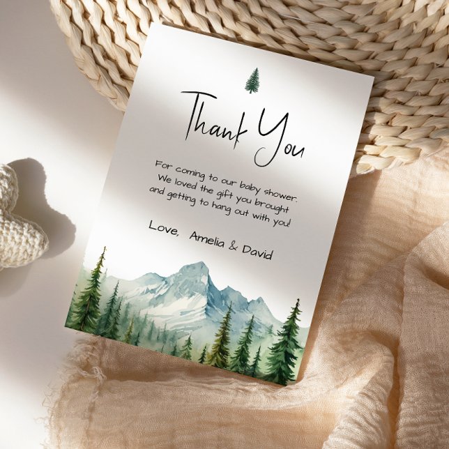 Rustic Mountain Adventure Baby Shower Thank You Ca Card (Creator Uploaded)