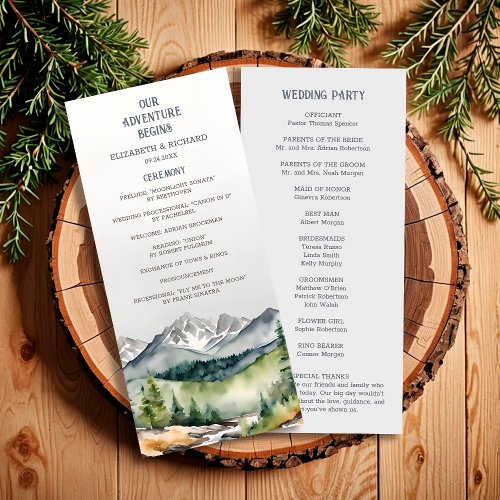 Rustic Mountain Adventure Begins Wedding Program