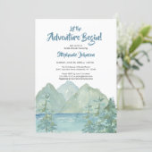 Rustic Mountain Adventure Watercolor Bridal Shower Invitation (Standing Front)