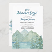 Rustic Mountain Adventure Watercolor Bridal Shower Invitation (Front/Back)