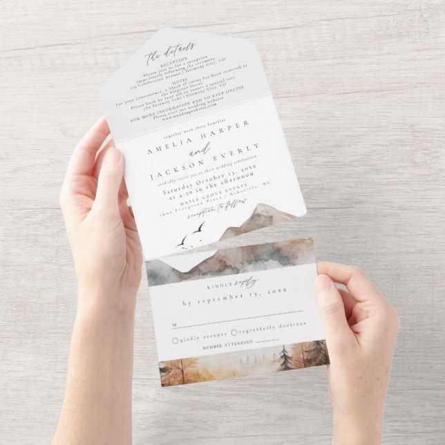 Rustic Mountain  All In One Invitation (Tearaway)