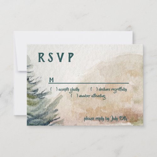 Rustic Mountain Arbor Evergreen Wedding  RSVP Card
