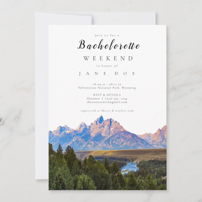 Rustic Mountain Bachelorette Party Invitation (Front)