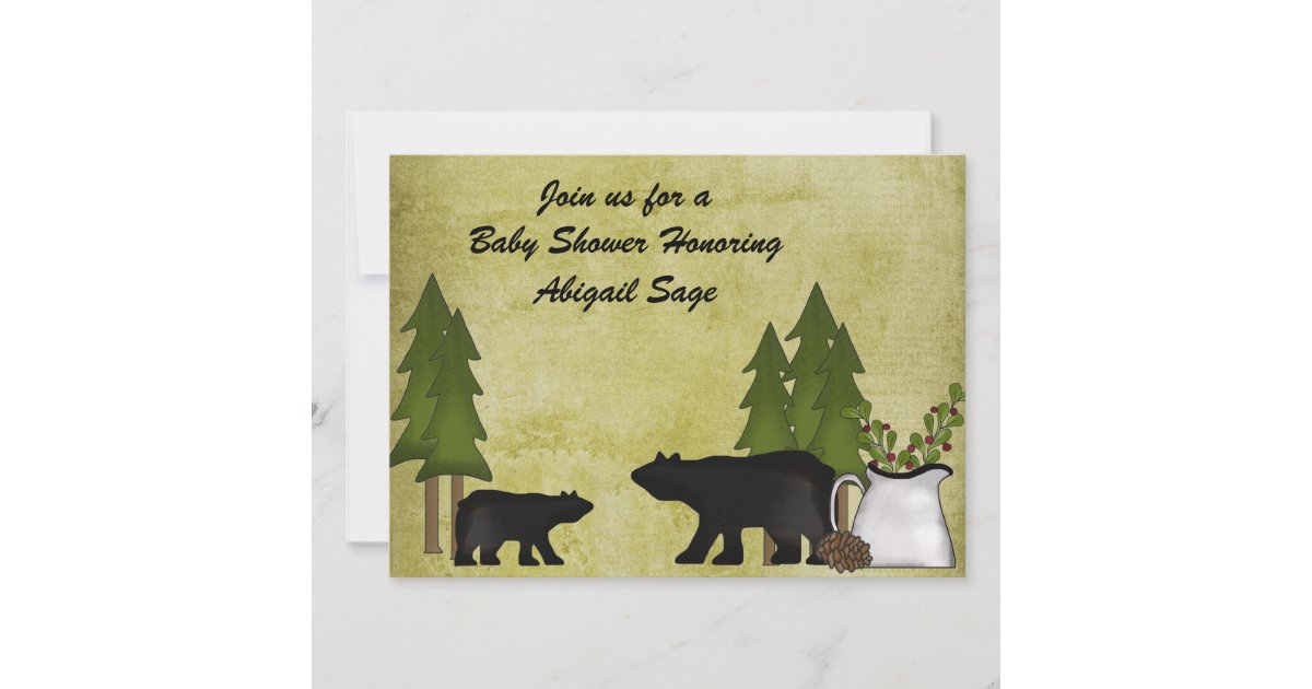 Rustic Mountain Bear Baby Shower Invitation | Zazzle