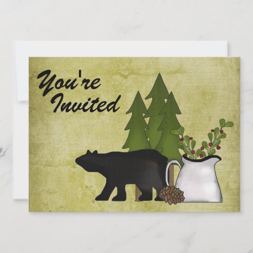 Rustic Mountain Bear Family Reunion Invitation