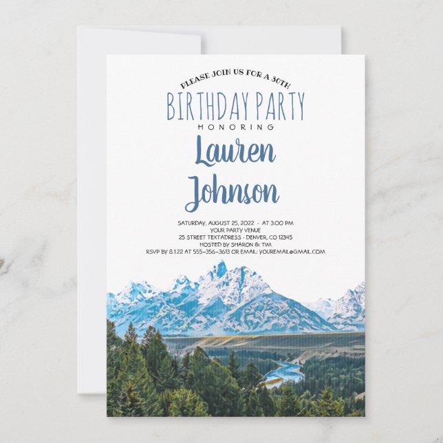 Rustic Mountain Birthday Party Invitation (Front)