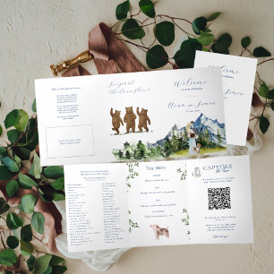 Rustic Mountain Blue & Gold Wedding Program