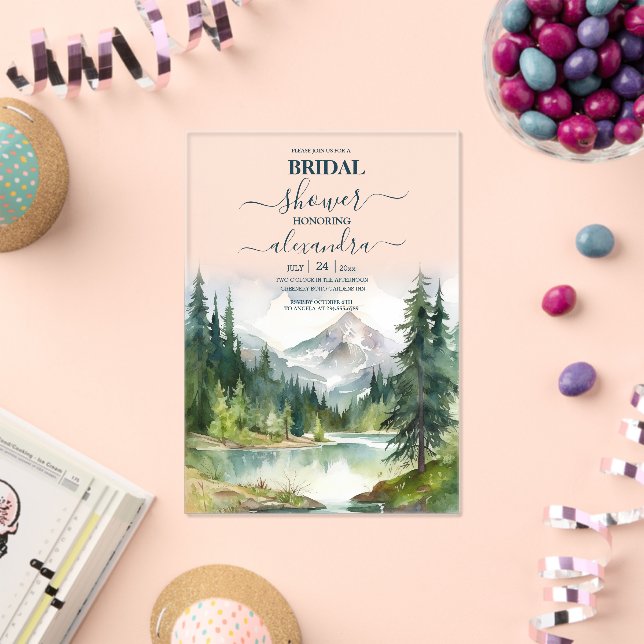 Rustic Mountain Bridal Shower Acrylic Invitations (Insitu (Celebration))