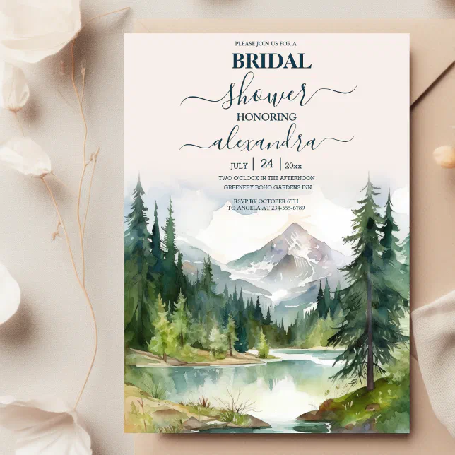 Rustic Mountain Bridal Shower Invitation | Zazzle