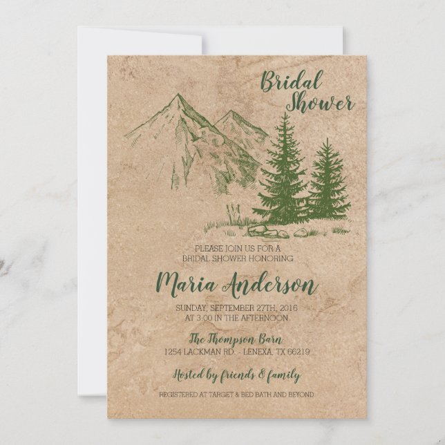 Rustic Mountain Bridal Shower Invitation (Front)