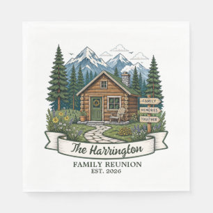 Rustic Mountain Cabin Family Reunion Napkins