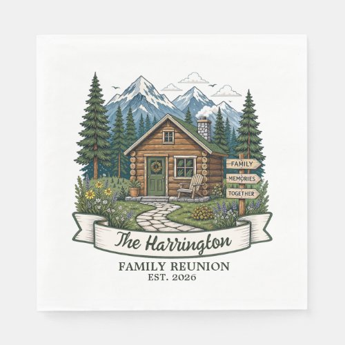 Rustic Mountain Cabin Family Reunion Napkins