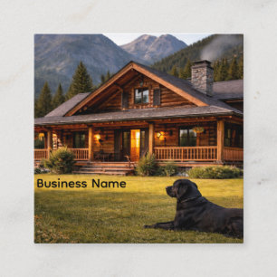 Rustic mountain cabin square business card