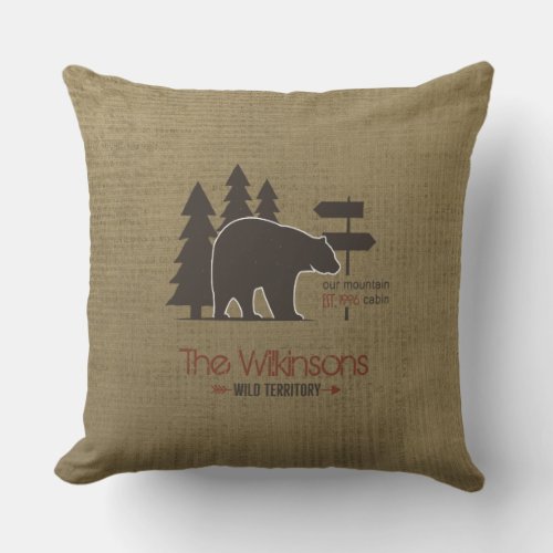 Rustic Mountain Cabin Throw Pillow