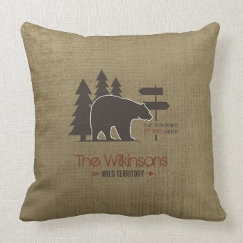 Rustic Mountain Cabin Throw Pillow by FatCatGraphics at Zazzle