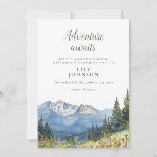 Rustic Mountain Camp Hiking Bachelorette Weekend Invitation