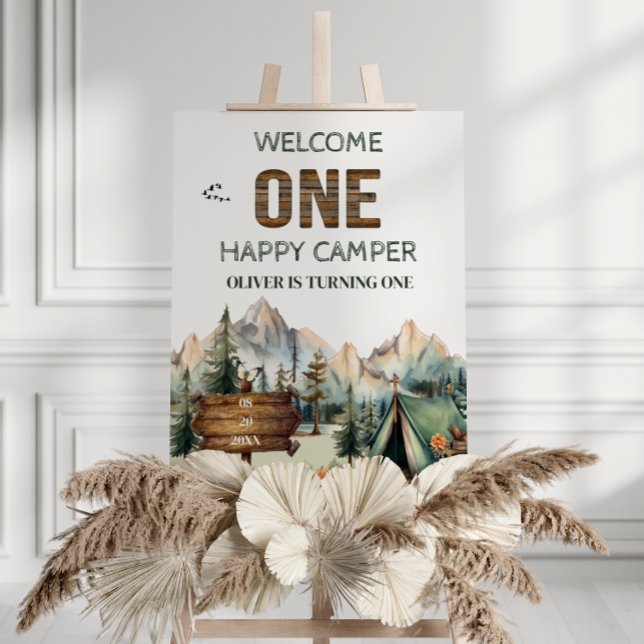 Rustic Mountain Camper Birthday Welcome Sign (Creator Uploaded)