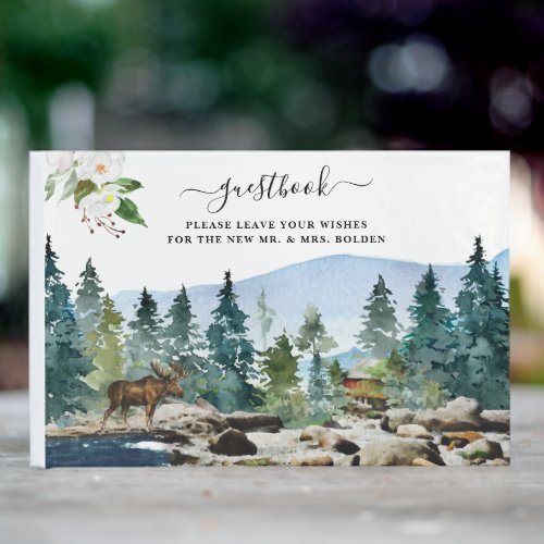 Rustic Mountain Camping Themed  Wedding Guest Book