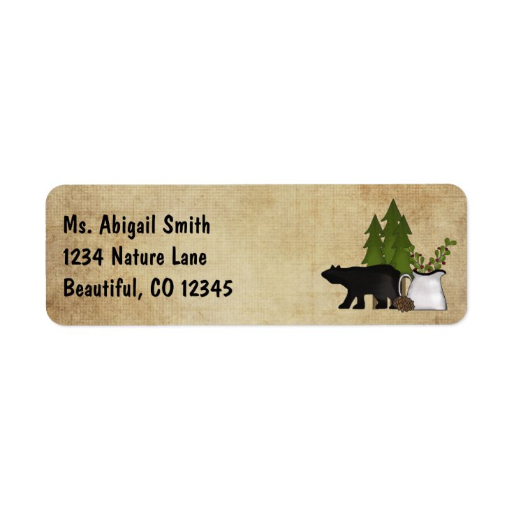 Rustic Mountain Country Silhouette Bear Address Label Zazzle
