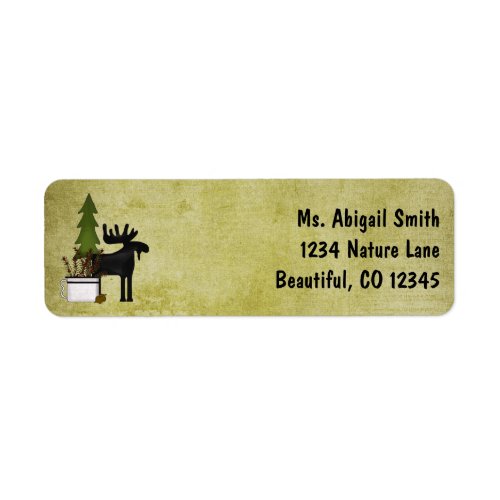 Rustic Mountain Country Silhouette Moose Address Label