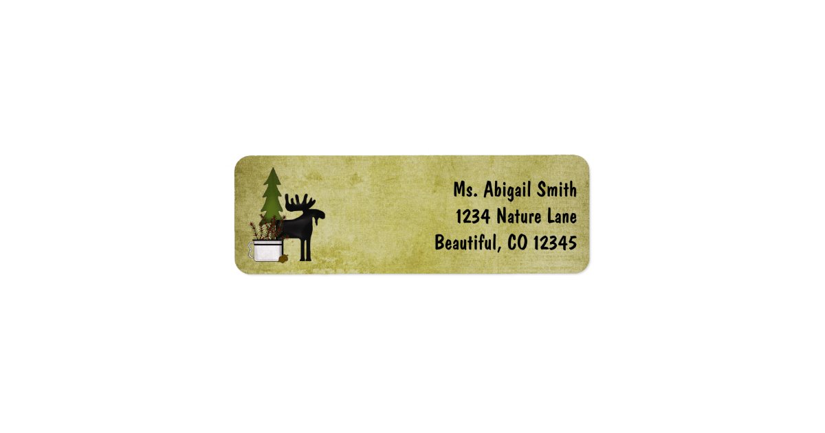 Rustic Mountain Country Silhouette Moose Address Label | Zazzle
