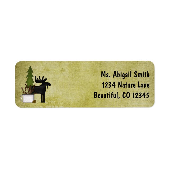 Rustic Mountain Country Silhouette Moose Address Label (Front)