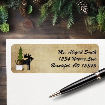 Rustic Mountain Country Silhouette Moose Address Label by SilhouetteCollection at Zazzle