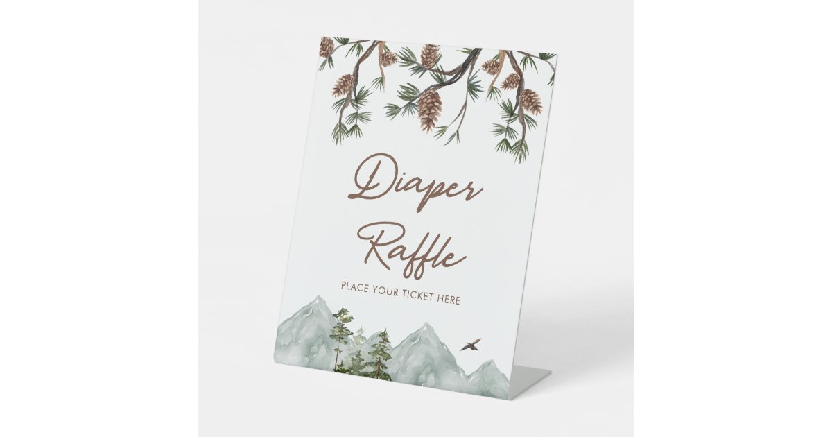 Rustic Raffle Sign Rustic Mountain Diaper Raffle Pedestal Sign | Zazzle