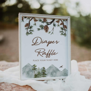 Rustic Mountain Diaper Raffle Poster