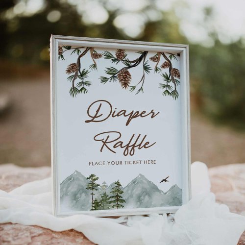 Rustic Mountain Diaper Raffle Poster