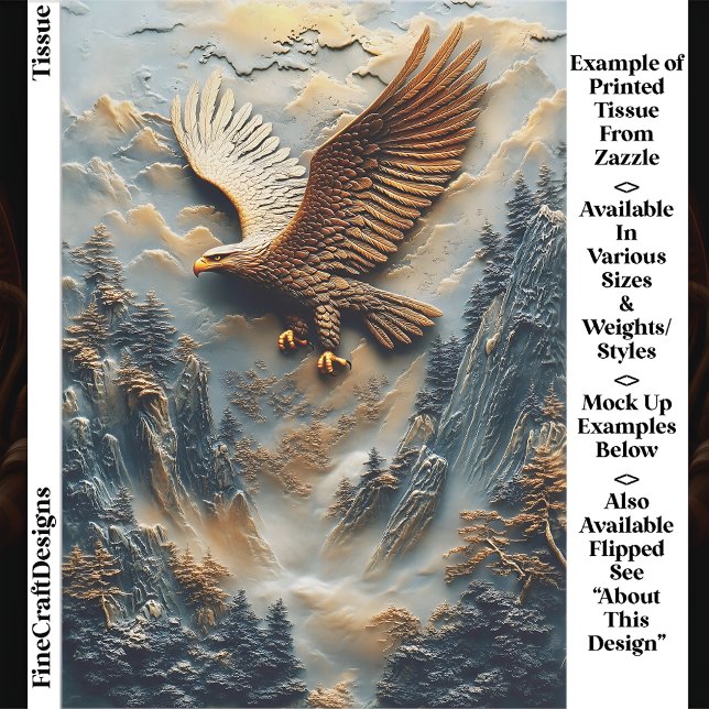 Rustic Mountain Eagle Relief Panel EH5L Decoupage Tissue Paper (Creator Uploaded)