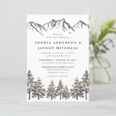 Rustic Mountain Elegant Watercolor Pine Wedding Invitation (Standing Front)