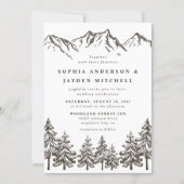 Rustic Mountain Elegant Watercolor Pine Wedding Invitation (Front)