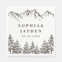 Rustic Mountain Elegant Watercolor Pine Wedding