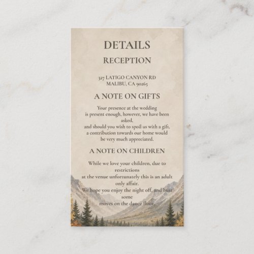 Rustic Mountain Enclosure Card