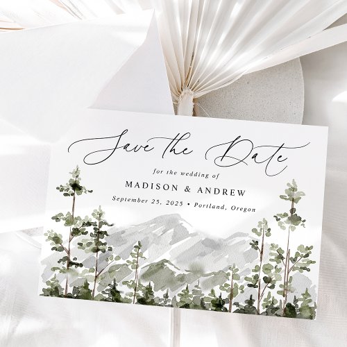 Rustic Mountain Evergreen Forest Save The Date