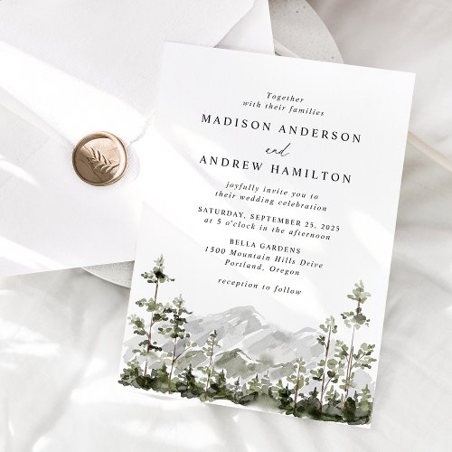 Rustic Mountain Evergreen Forest Wedding Invitation