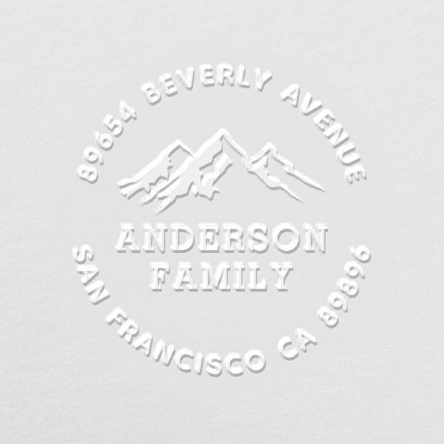 Rustic Mountain Family Name & Return Address Embosser (Design)