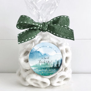 Rustic Mountain Fireflies Thank You Classic Round Sticker