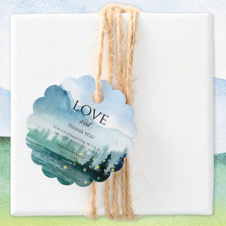 Rustic Mountain Fireflies Watercolor Wedding Favor Tags