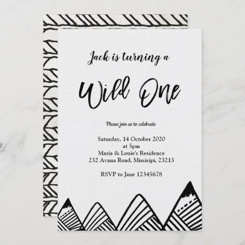 Rustic Mountain first birthday invite Wild One