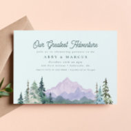 Rustic Mountain Forest Adventure Green Baby Shower Invitation